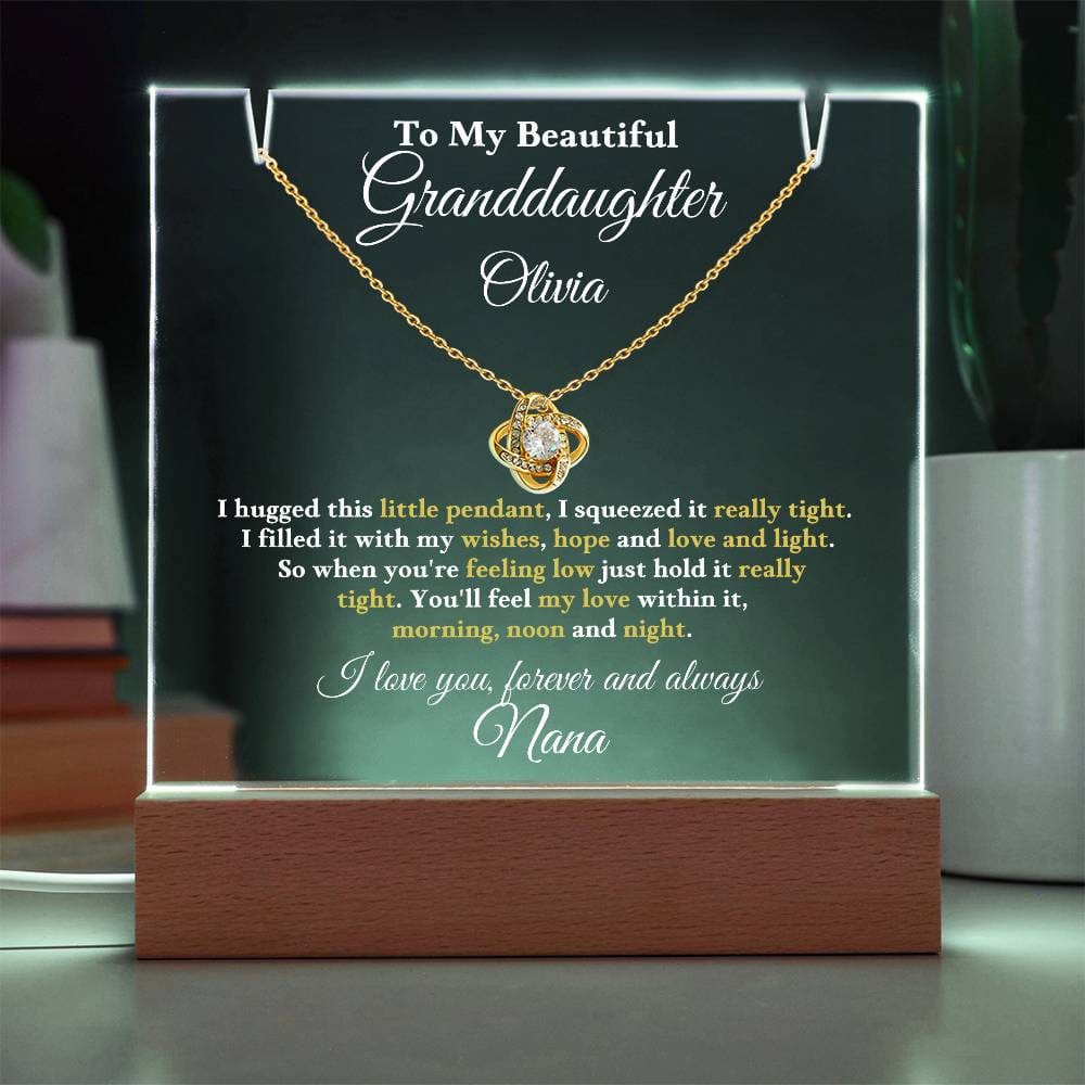 To My Beautiful Granddaughter Customized Keepsake Acrylic Bundle (Love Knot) Necklace