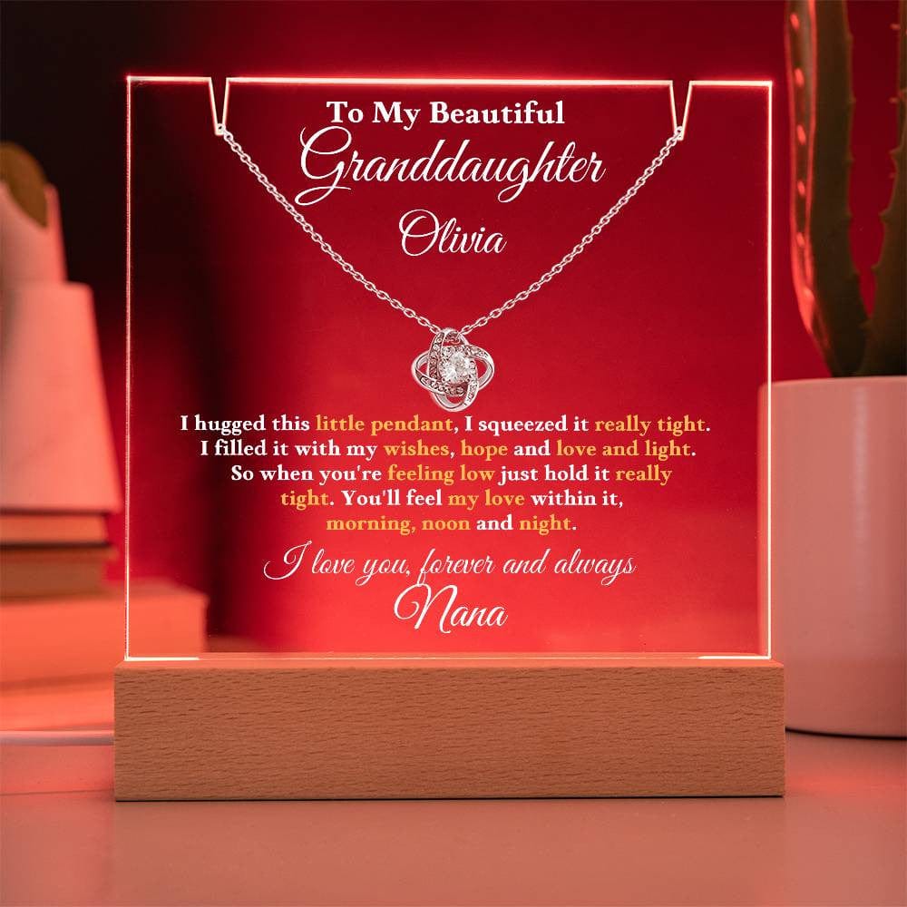 To My Beautiful Granddaughter Customized Keepsake Acrylic Bundle (Love Knot) Necklace