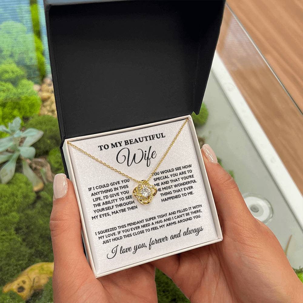 To My Beautiful Wife β Elegant Love Knot Necklace With Heartfelt Message Card | Romantic Gift For Wife From Husband