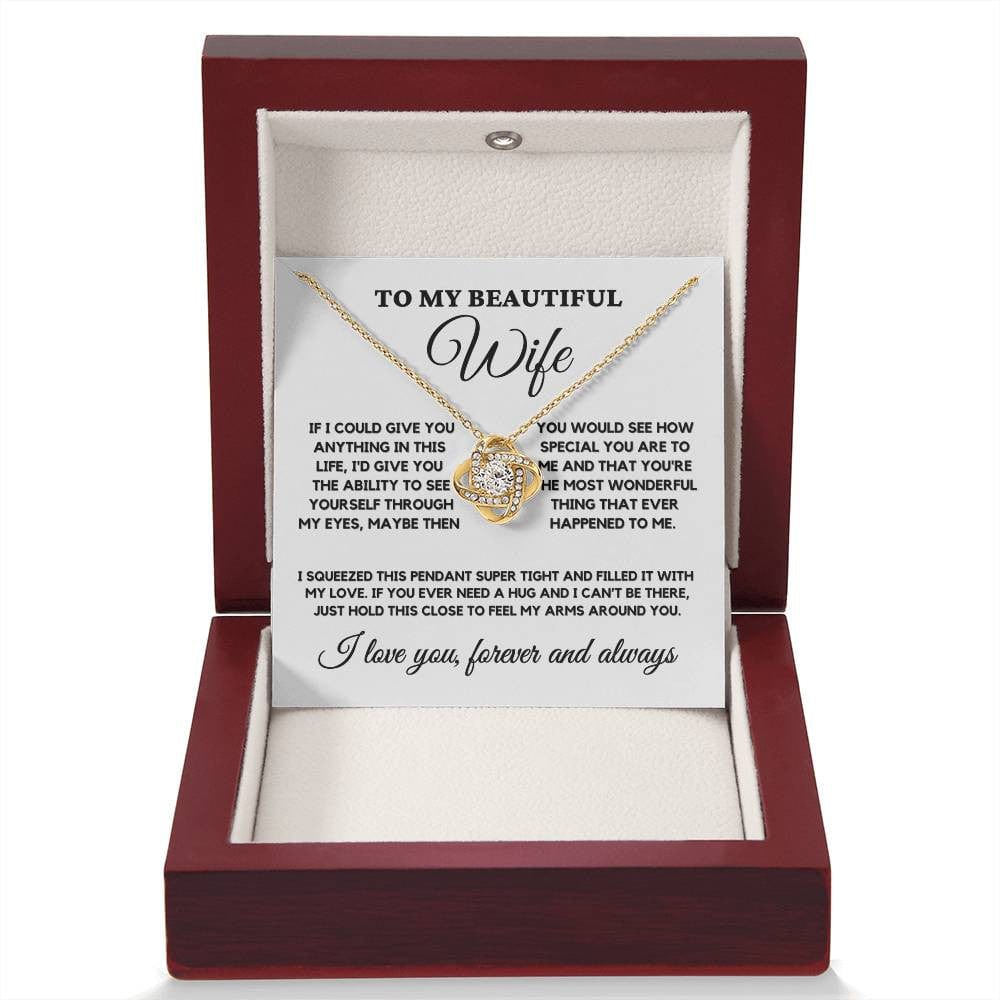 To My Beautiful Wife β Elegant Love Knot Necklace With Heartfelt Message Card | Romantic Gift For Wife From Husband