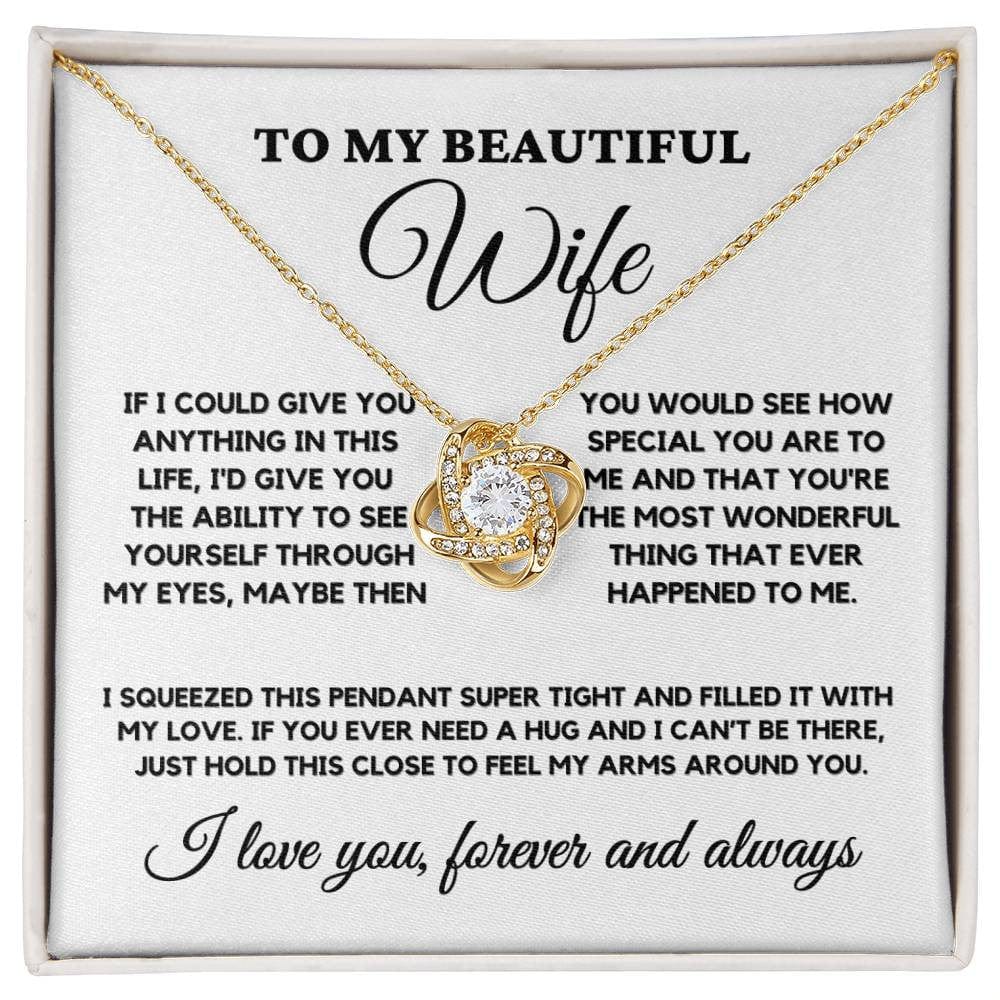 To My Beautiful Wife β Elegant Love Knot Necklace With Heartfelt Message Card | Romantic Gift For Wife From Husband