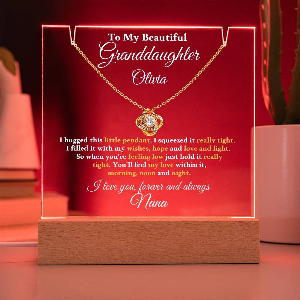 To My Beautiful Granddaughter Customized Keepsake Acrylic Bundle (Love Knot) Necklace