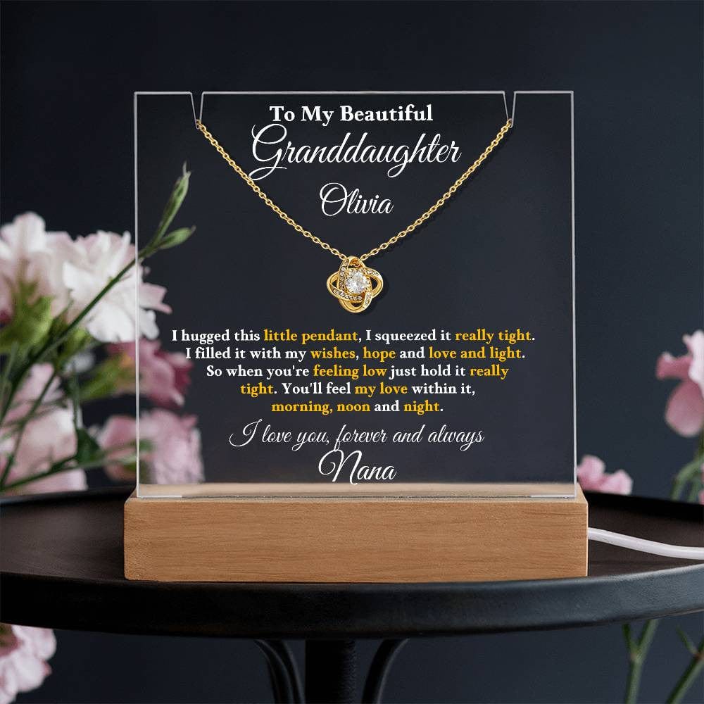 To My Beautiful Granddaughter Customized Keepsake Acrylic Bundle (Love Knot) Necklace