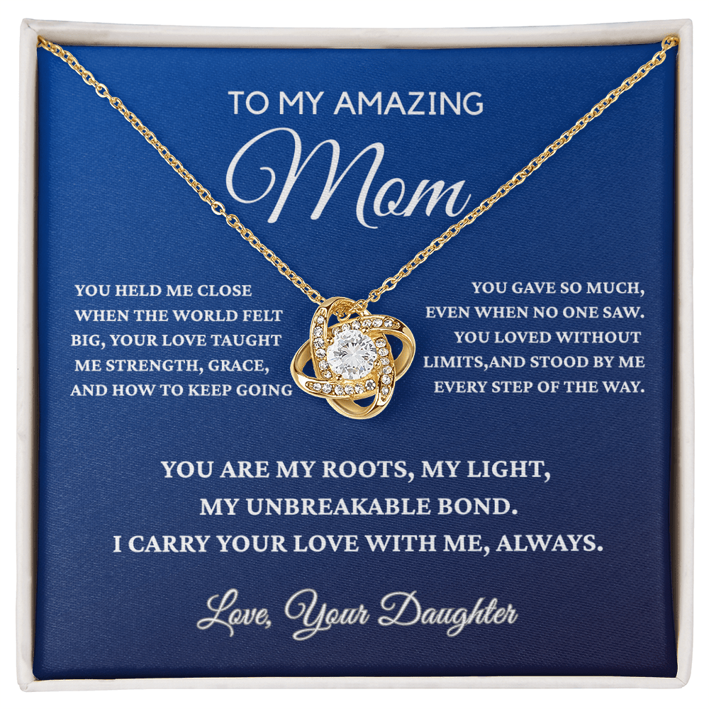 To My Amazing Mom - Gift Fom Daughter - Beautiful Love Knot Necklace