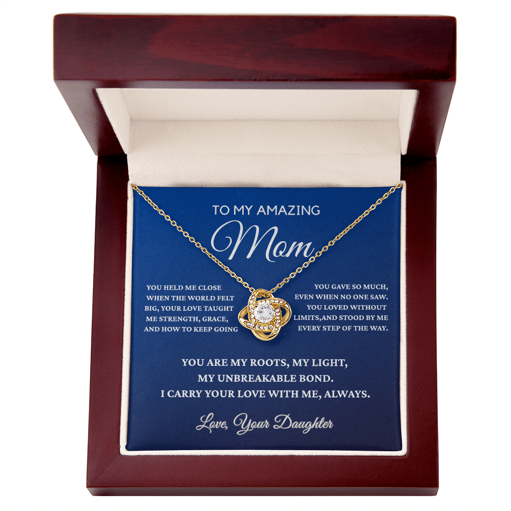 To My Amazing Mom - Gift Fom Daughter - Beautiful Love Knot Necklace