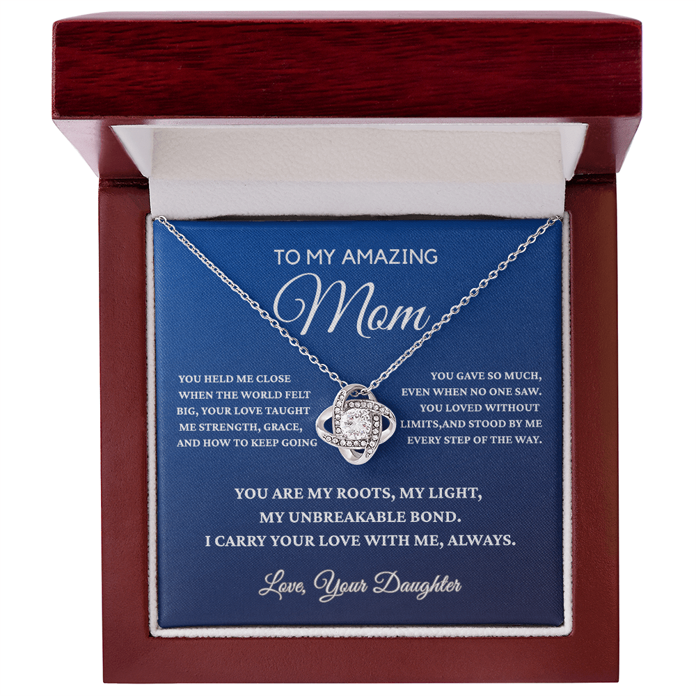 To My Amazing Mom - Gift Fom Daughter - Beautiful Love Knot Necklace