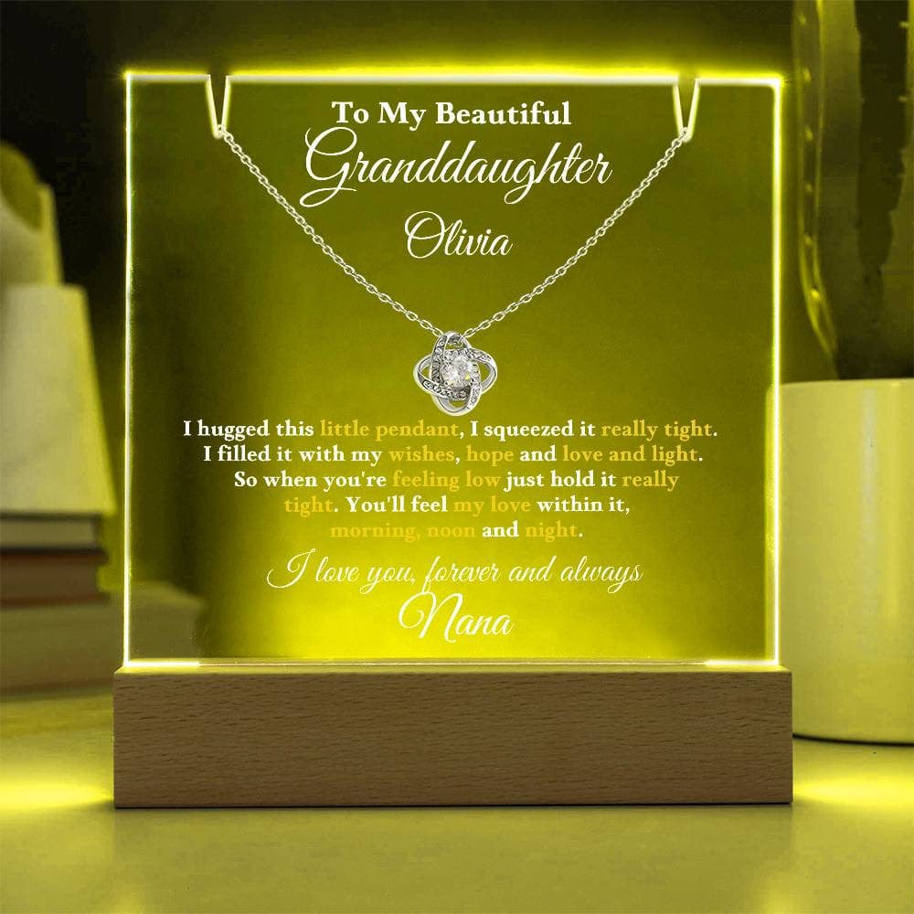 To My Beautiful Granddaughter Customized Keepsake Acrylic Bundle (Love Knot) Necklace