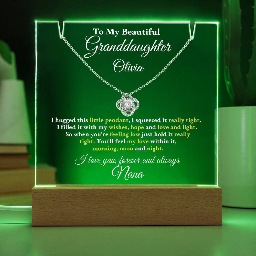 To My Beautiful Granddaughter Customized Keepsake Acrylic Bundle (Love Knot) Necklace