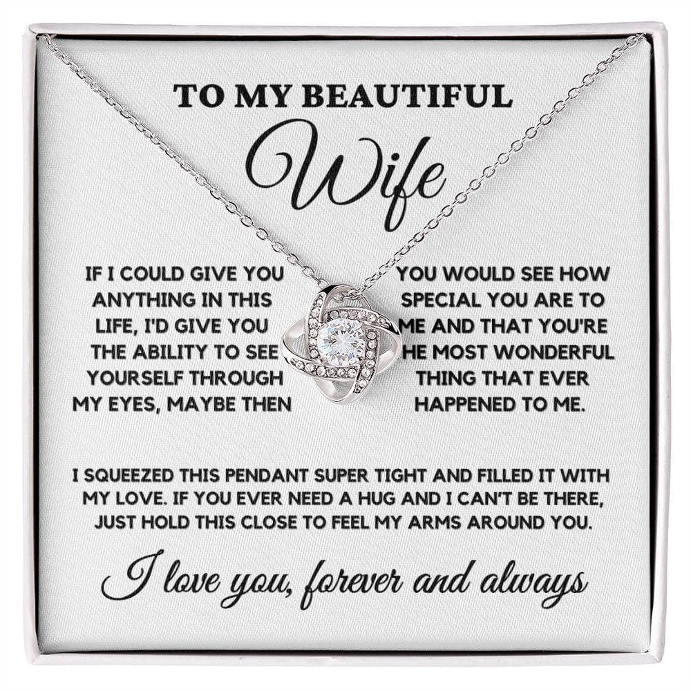 To My Beautiful Wife β Elegant Love Knot Necklace With Heartfelt Message Card | Romantic Gift For Wife From Husband