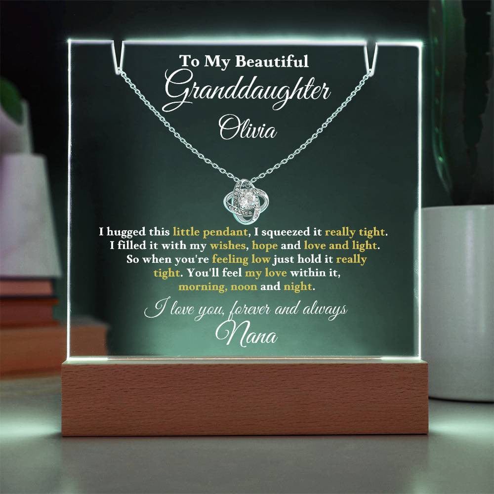 To My Beautiful Granddaughter Customized Keepsake Acrylic Bundle (Love Knot) Necklace