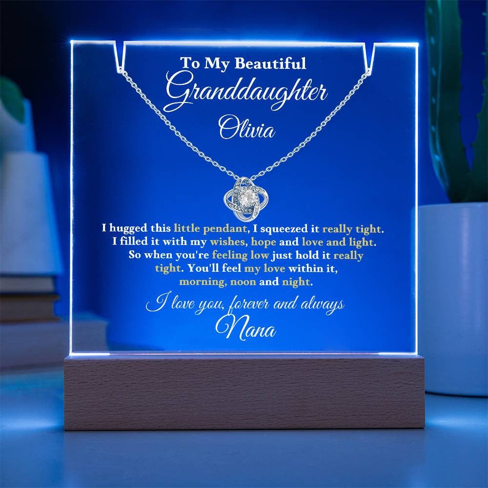To My Beautiful Granddaughter Customized Keepsake Acrylic Bundle (Love Knot) Necklace