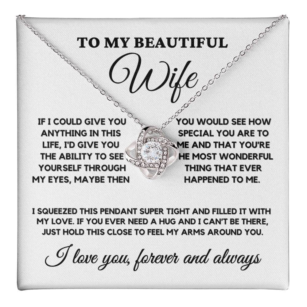 To My Beautiful Wife β Elegant Love Knot Necklace With Heartfelt Message Card | Romantic Gift For Wife From Husband