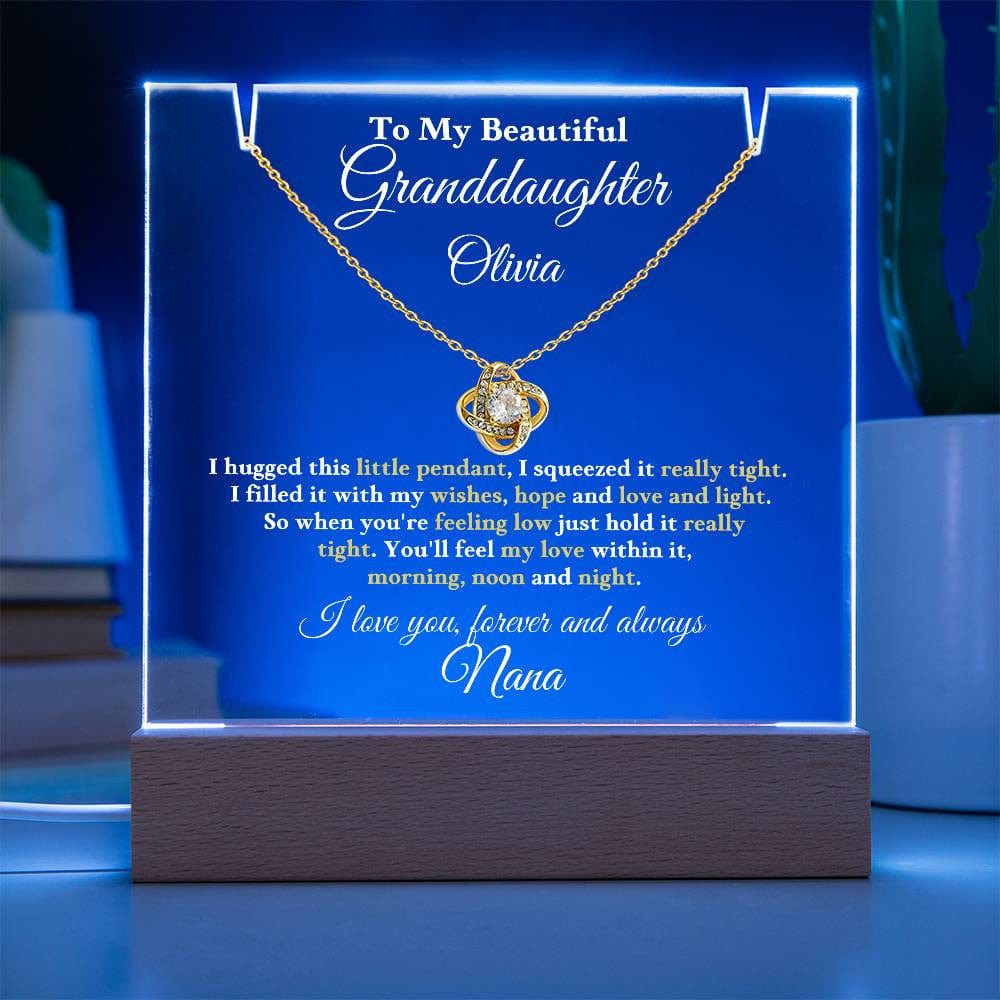 To My Beautiful Granddaughter Customized Keepsake Acrylic Bundle (Love Knot) Necklace
