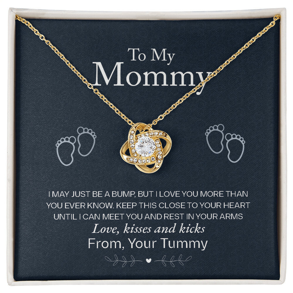 To My Mommy, Love From Your Tummy - Love Knot Necklace