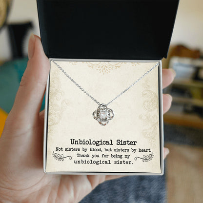 To My Unbiological Sister, Sister By Heart - Love Knot Necklace