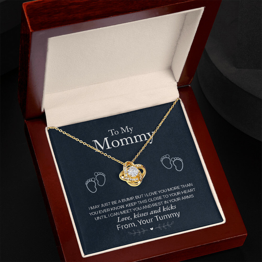 To My Mommy, Love From Your Tummy - Love Knot Necklace