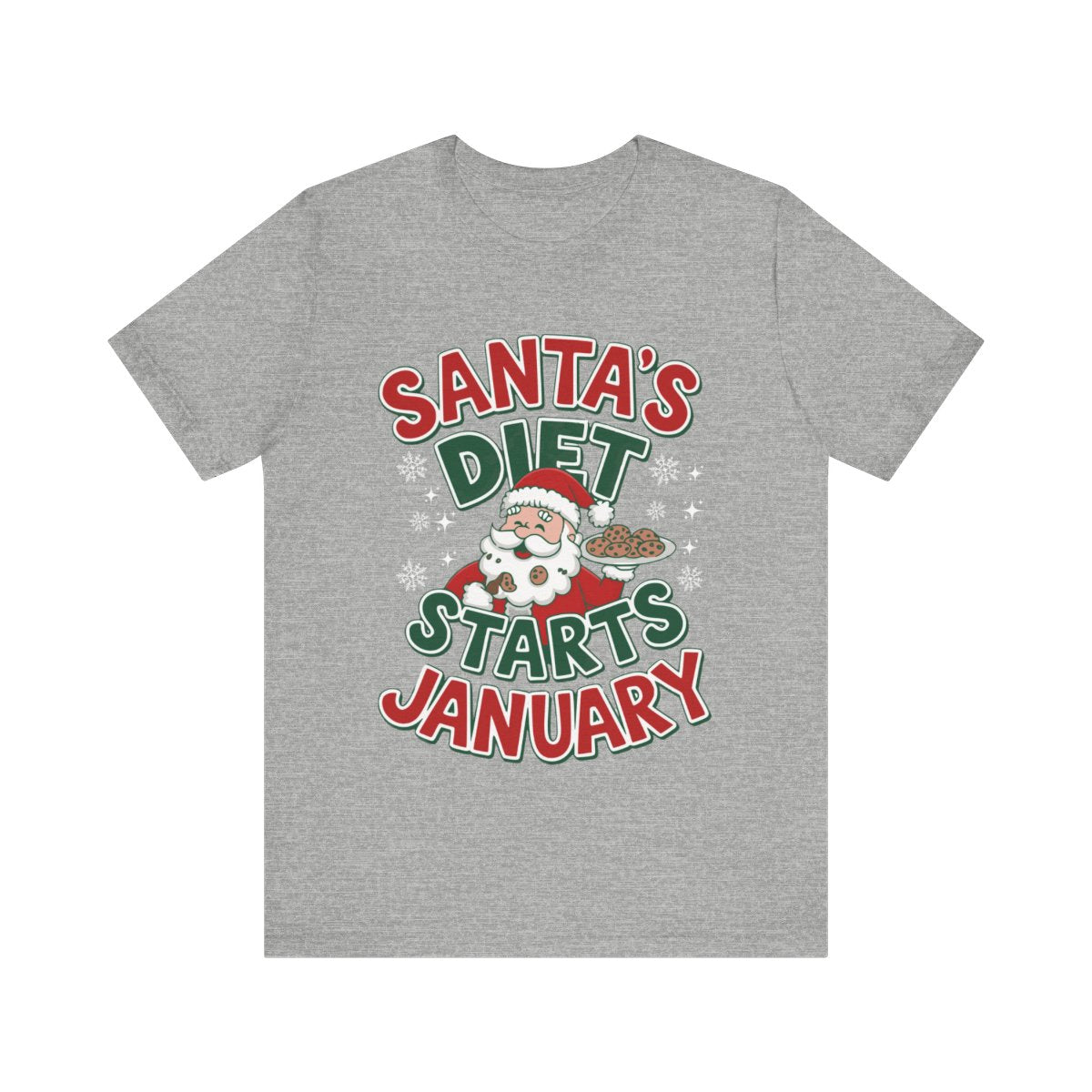 Funny Christmas T-Shirt for Holiday Indulgence | But Who Cares Santa's Diet Starts January, Unisex Family Tee, Perfect Festive Humor Design