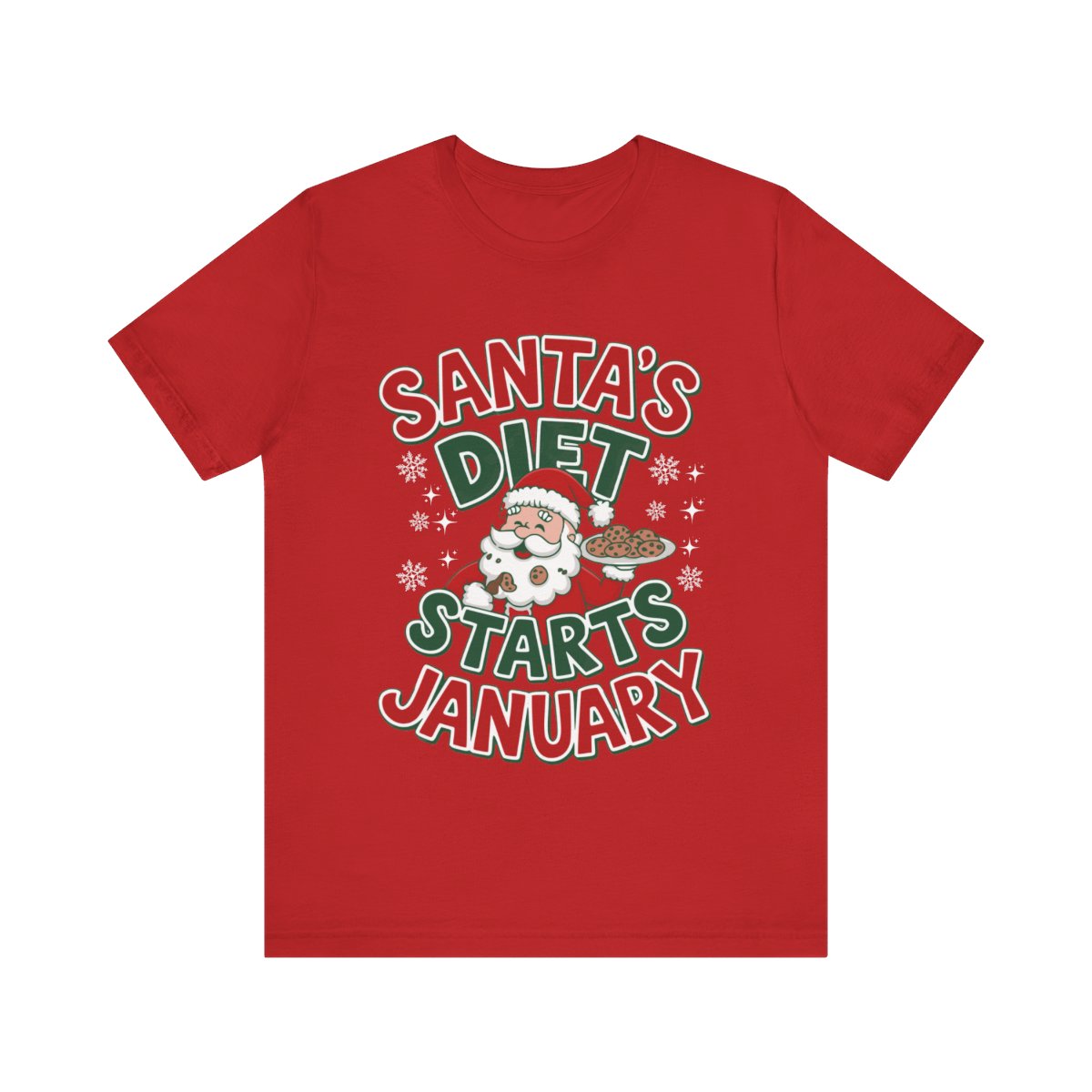 Funny Christmas T-Shirt for Holiday Indulgence | But Who Cares Santa's Diet Starts January, Unisex Family Tee, Perfect Festive Humor Design